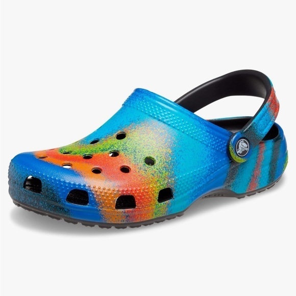 Crocs Classic Multicolor Tie-Spray Dye Graphic Clog, Big Kid 5M, NWOT - Picture 1 of 12